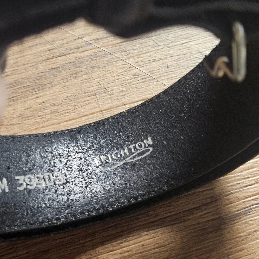 Vintage 1995 Brighton 39903 Black Leather Western Belt M Silver Filigree Tip